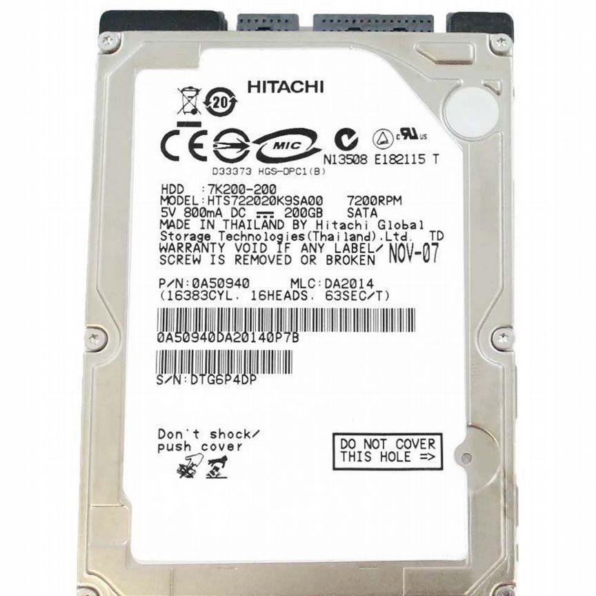 [0A50940] Жесткий Диск Hitachi 200gb Sata2,5" Hdd 0a50940