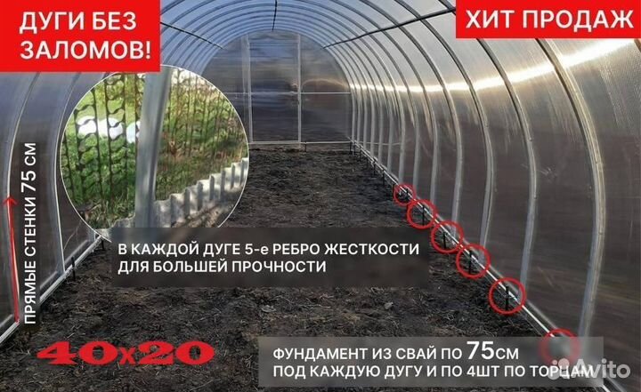 Теплица арочная из дуги 40х20 волжанка