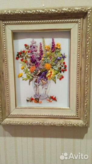 Вышитые картины ленточками