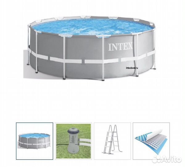 366х122 intex 26718 каркасный бассейн