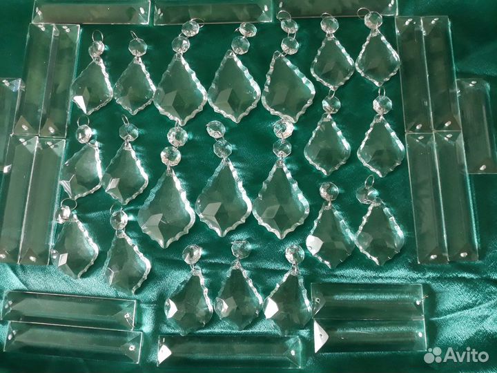 Хрустальные подвески, висюльки, листья, багеты
