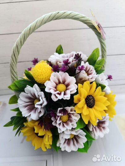 Букет из мыла с подсолнухами