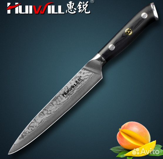 Нож из дамаской стали hulwill VG10 150 мм новый