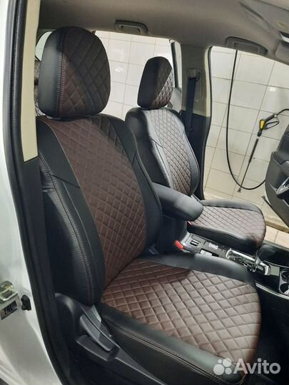 Чехлы Mitsubishi Outlander Экокожа ромб Автопилот