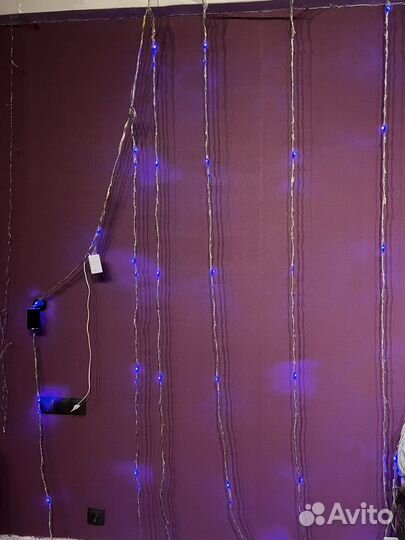 Гирлянда водопад 3х3 синяя