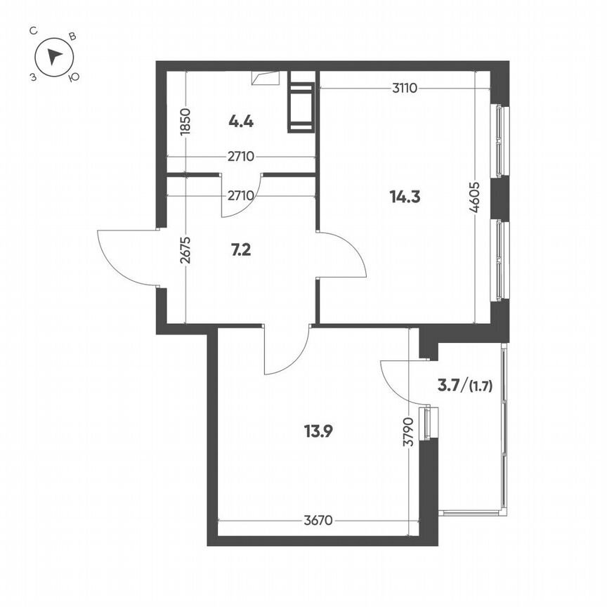 1-к. квартира, 41,5 м², 5/13 эт.