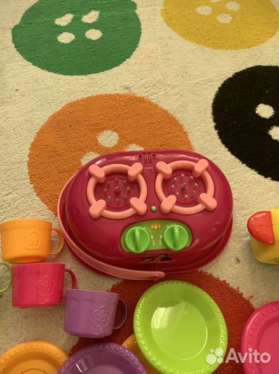 Набор детской игрушечной посуды, плита