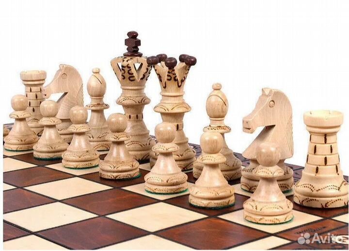Большие деревянные шахматы с доской Амбассадор
