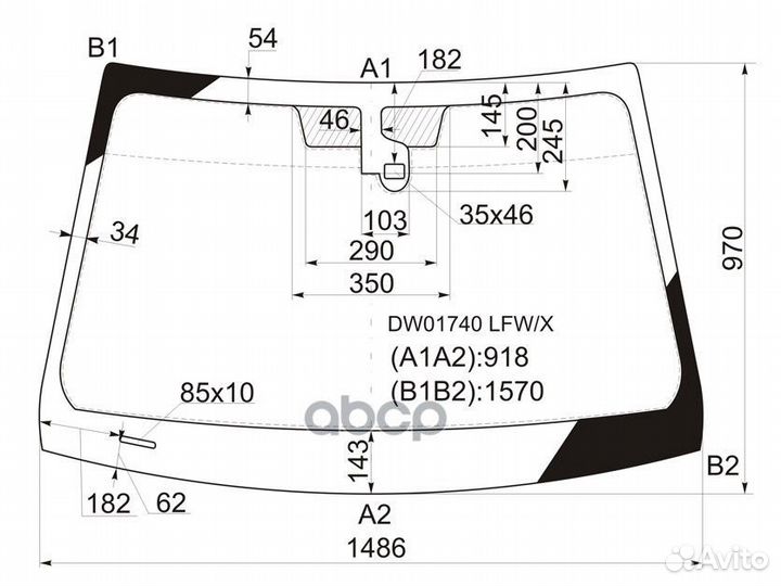 Стекло лобовое + дд cadillac CTS 4/5D 07-13 DW0