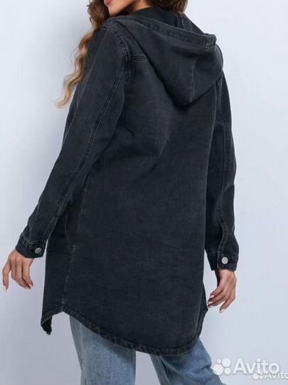 Куртка-рубашка джинсовая удлиненная
