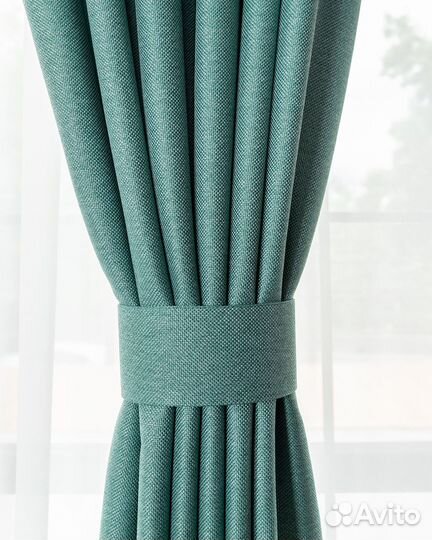 Шторы рогожка Орфей Бирюза