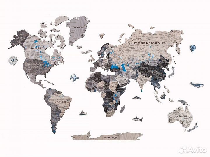 Деревянная карта мира из дерева, Волгодонск