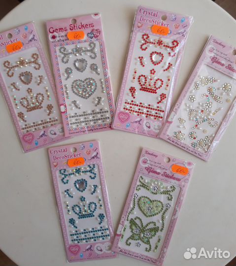 Стикеры кристальные декоративные+наб.Цв.резиночек