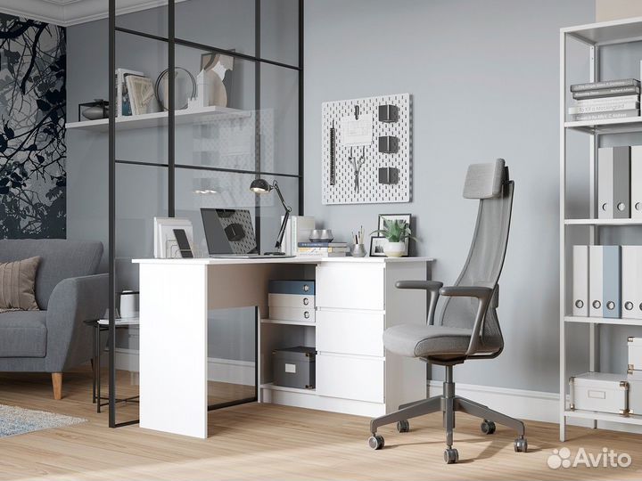 Стол компьютерный угловой новый белый IKEA-стиль