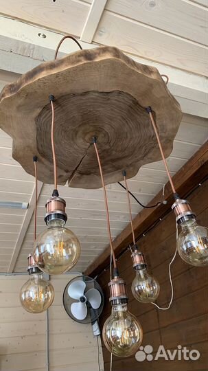 Люстра из дерева в стиле лофт