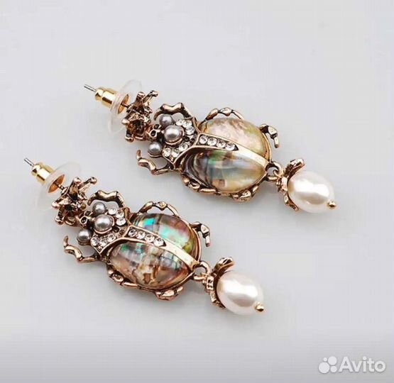 Серьги Alexander McQueen Египетские жуки-скарабеи