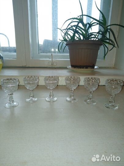 Хрустальные рюмки 6 шт