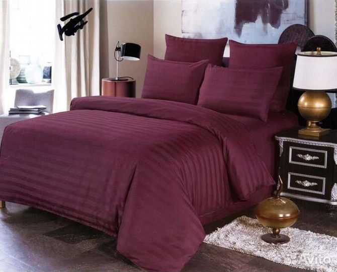 Белье постельное евро страйп сатин