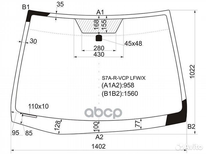 Стекло лобовое honda stream 00-06 S7A-R-VCP LFW