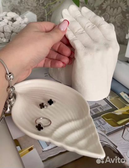 3D слепок рук из гипса для двоих