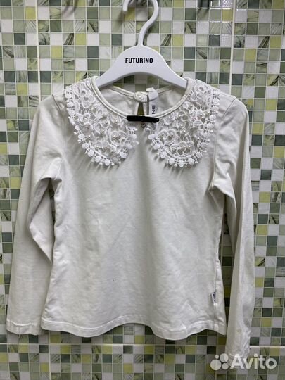 Школьная белая блузка 128