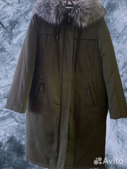 Куртка зимняя женская длинная с капюшоном мех