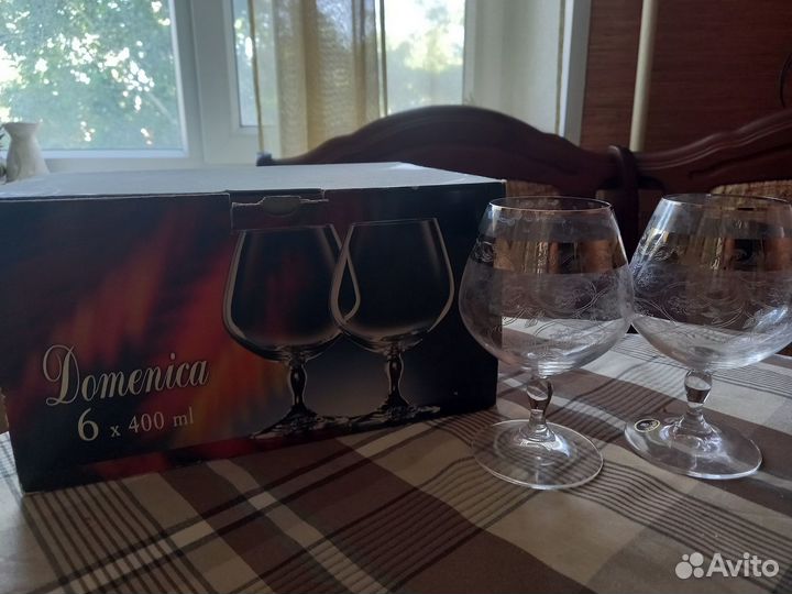 Хрустальные бокалы богемский хрусталь 6 штук