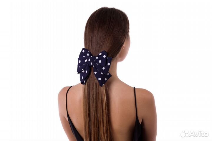Заколка Bradex AS1027 Бант в горошек т/синий-белый