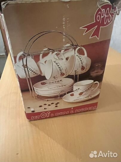 Кофейный сервиз 6 персон с держателем