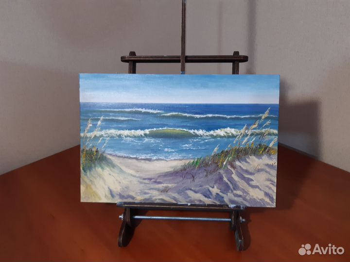 Картина маслом на холсте море дюны морской пейзаж