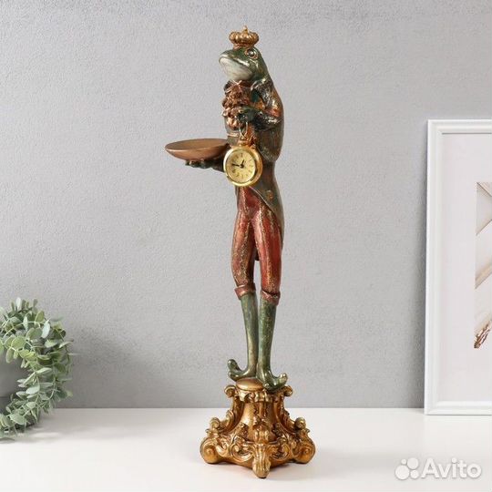 Подсвечник полистоун с часами 'Лягуха в короне' 17