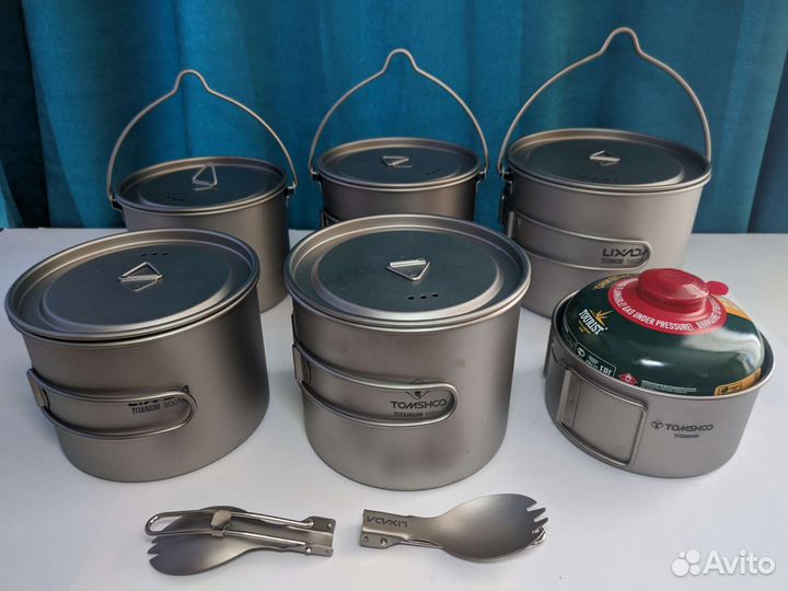 Титановая посуда кружка, котелок, миска, ложка