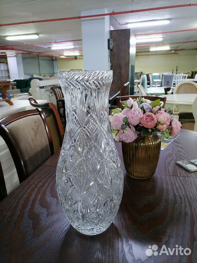 Ваза цветочная хрустальная 40см, винтаж