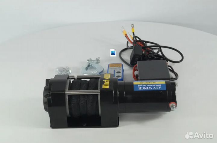 Лебедка электрическая 12вольт 4000lb кевлар