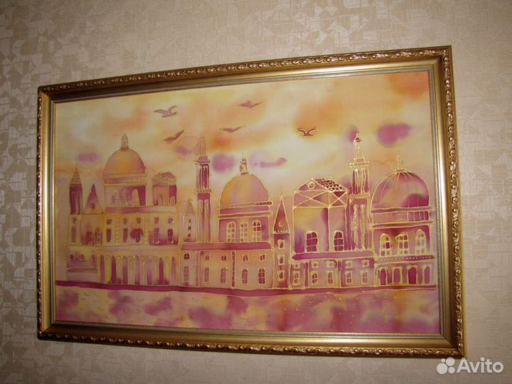 Картина на шелке в раме