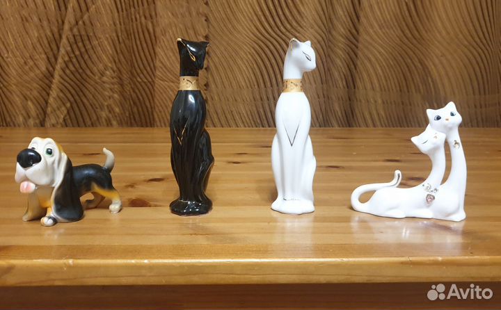 Фарфоровые статуэтки кошек и собачки