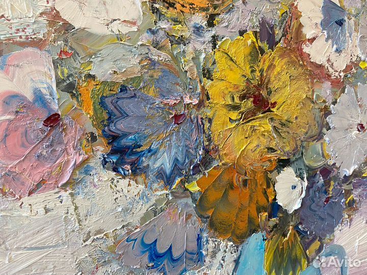 Большая картина маслом на холсте цветы