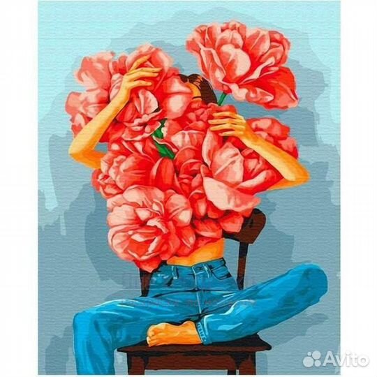 Картина по номерам 30x40 Девушка в джинсах с огром