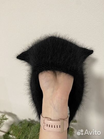 Чепчик с ушками из пуха норки