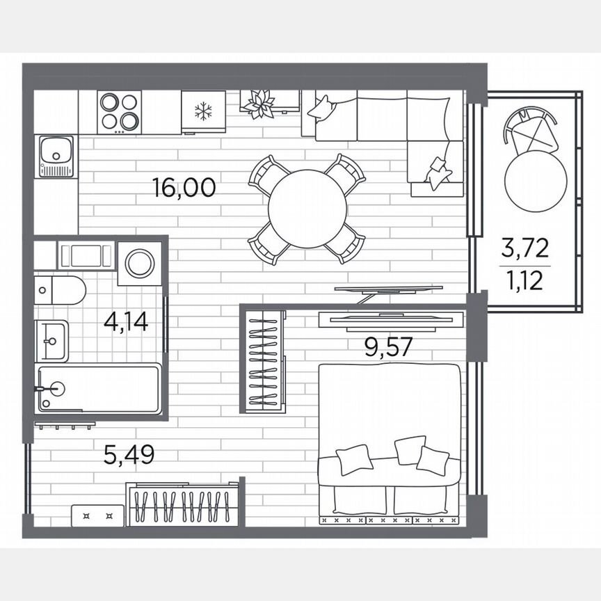 1-к. квартира, 36,3 м², 2/5 эт.