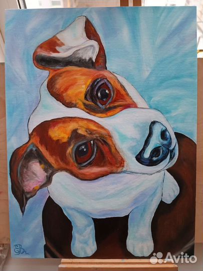 Картина маслом на холсте Джек-рассел-терьер