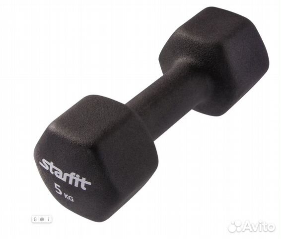 Гантель неопреновая starfit 5 кг Черная