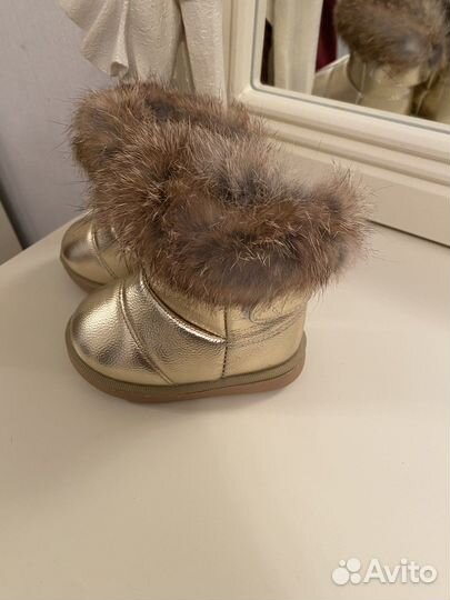 Зимние сапоги золотые 21