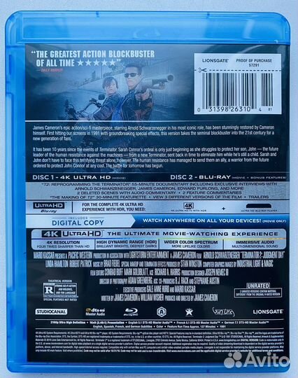 Terminator 2, 4k Ultra HD + blu ray
