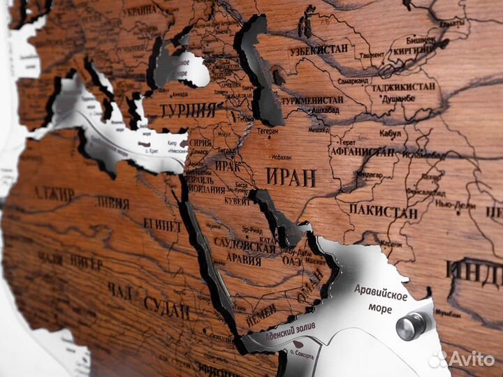 Карта мира из дерева Уфа Премиум 