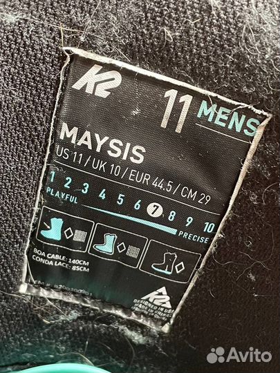 Ботинки для сноуборда 44.5eur 29см k2 maysis