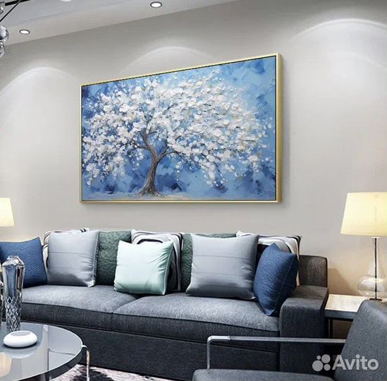 Картина маслом на холсте зимний пейзаж