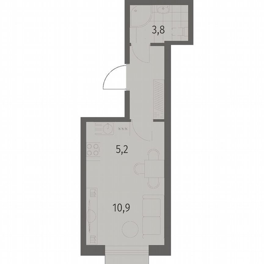 Квартира-студия, 23,6 м², 3/12 эт.