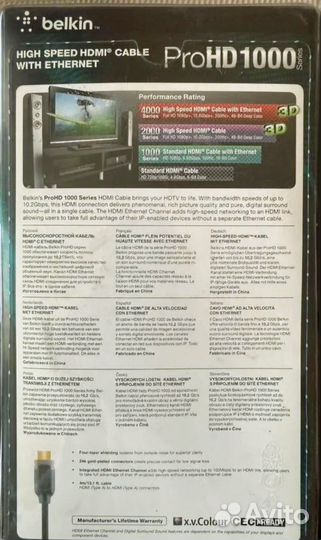 Кабель hdmi Belkin ProHD 1000 standard