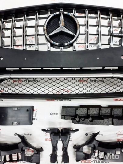 Бампер C63 с решеткой GT AMG на W205 13-18г